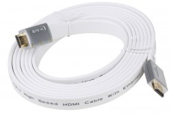 Кабель AOpen  HDMI  19M/M 1.4V+3D/Ethernet AOpen <ACG545A_W-3M> серебряно-белый Flat Top Quality