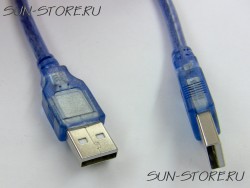 Кабель USB A - USB A, синий, полупрозрачный