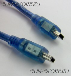 Кабель USB mini A - USB mini A, синий, полупрозрачный (не OTG!)