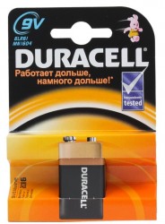 Батарейки DURACELL  6LR61-1BL (10/30/3600)  Блистер  1 шт  (крона)