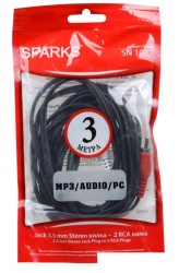 Кабель Audio Belsis Jack 3.5M/2xRCA 3m. серия Sparks SN1037