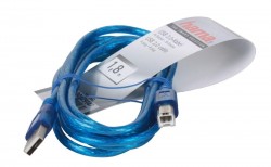 Кабель Hama USB 2.0 A-B (m-m). 1.8 м. прозрачный/синий H-29147